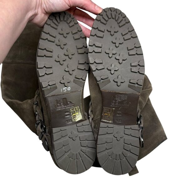 Belle by Sigerson Morrison Gray Brown Taupe Pull On Calf High Boots Size 10 - Picture 5 of 8